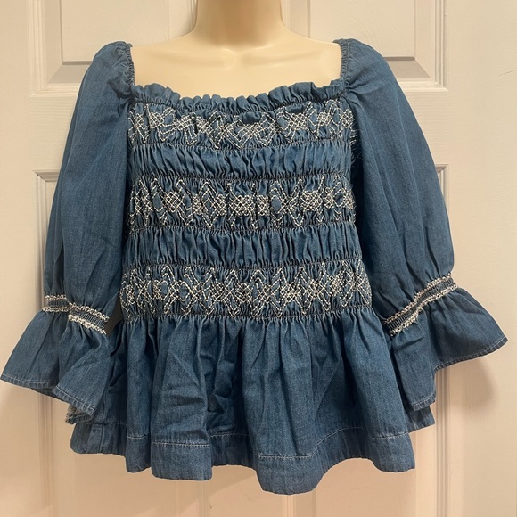 NWT Seventy + Mochi Sally 3/4
Sleeve Square Neck Top Blue Rodeo Vintage-Size 6 - Picture 3 of 12